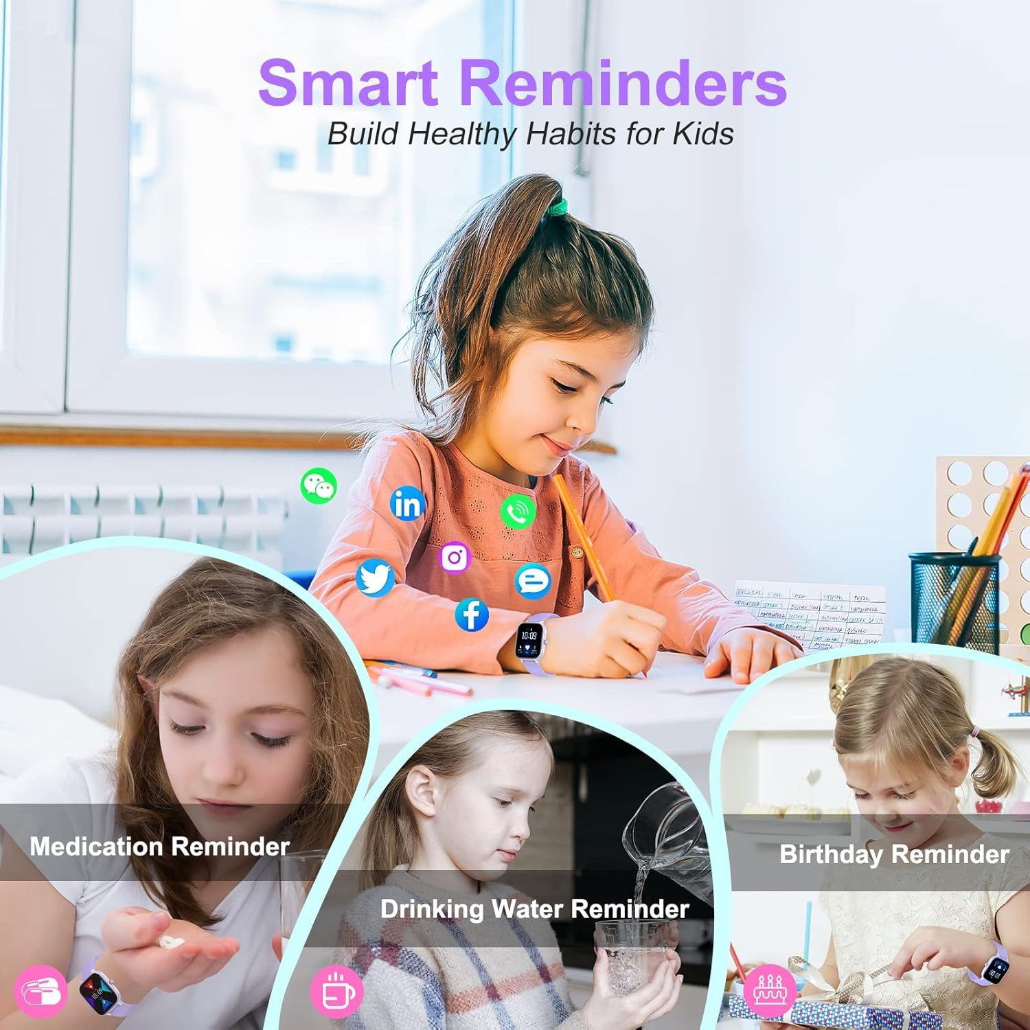 HENGTO ZNSB-007 Smartwatch (2,5 cm, sim-karte), Smartwatch für Kinder und Jugendliche mit Sportprofilen