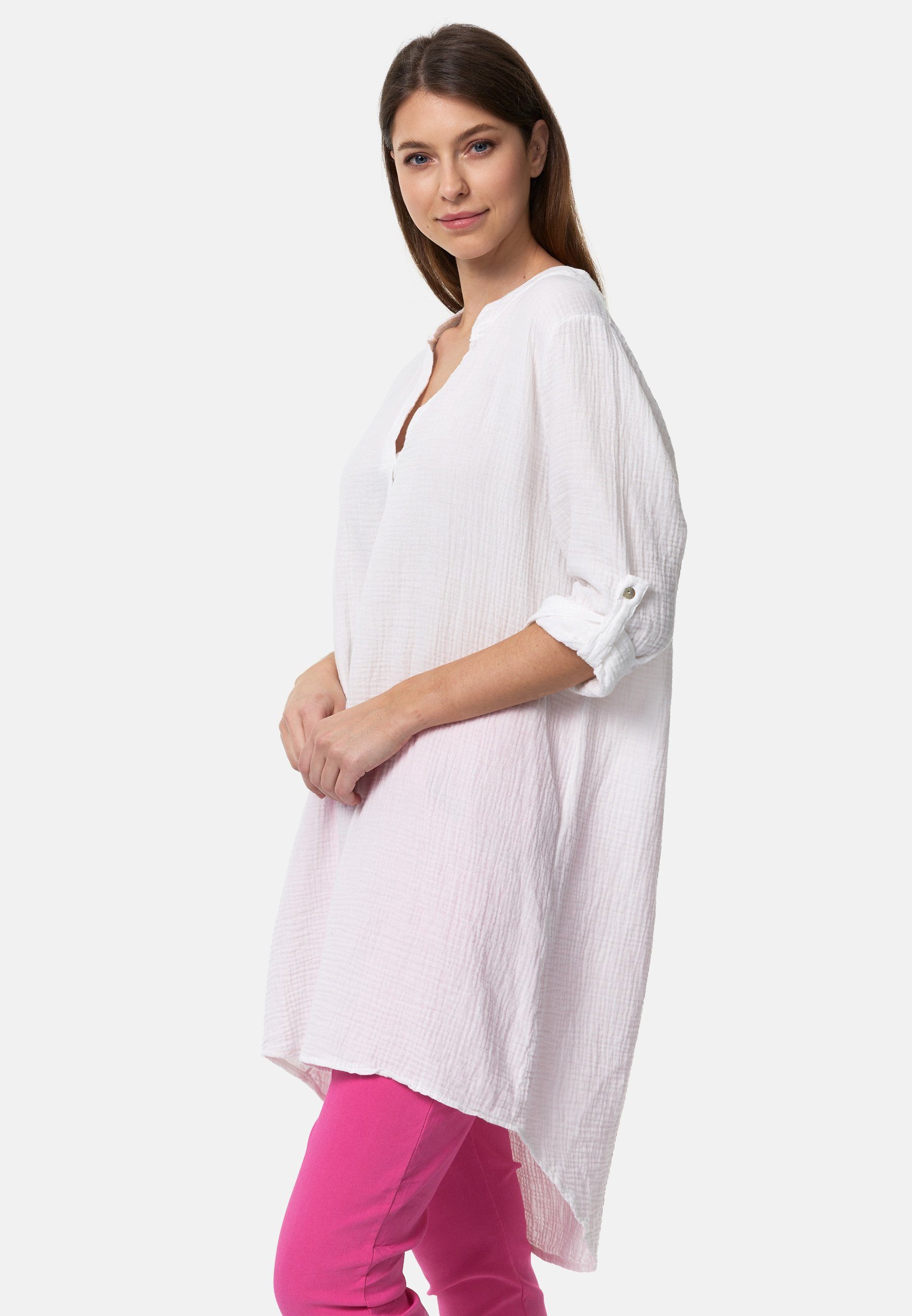Rayshyne Longbluse PM-10 (Romantische Musselin Oversized Tunika in Einheitsgröße)