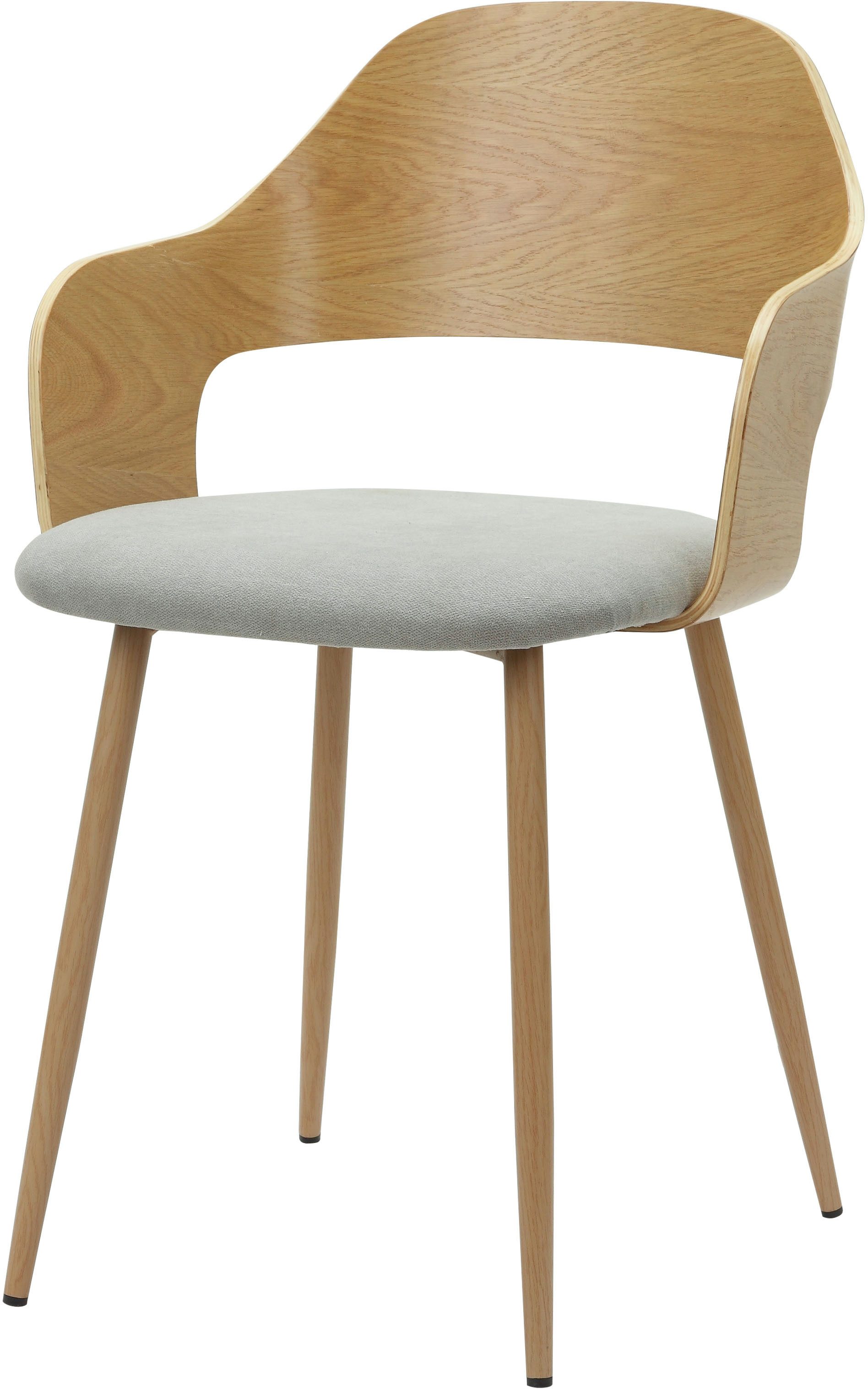 Home affaire Esszimmerstuhl Belleville (Set, 2 St), Rückenlehne in Eichenfurnier, Beine aus Metall