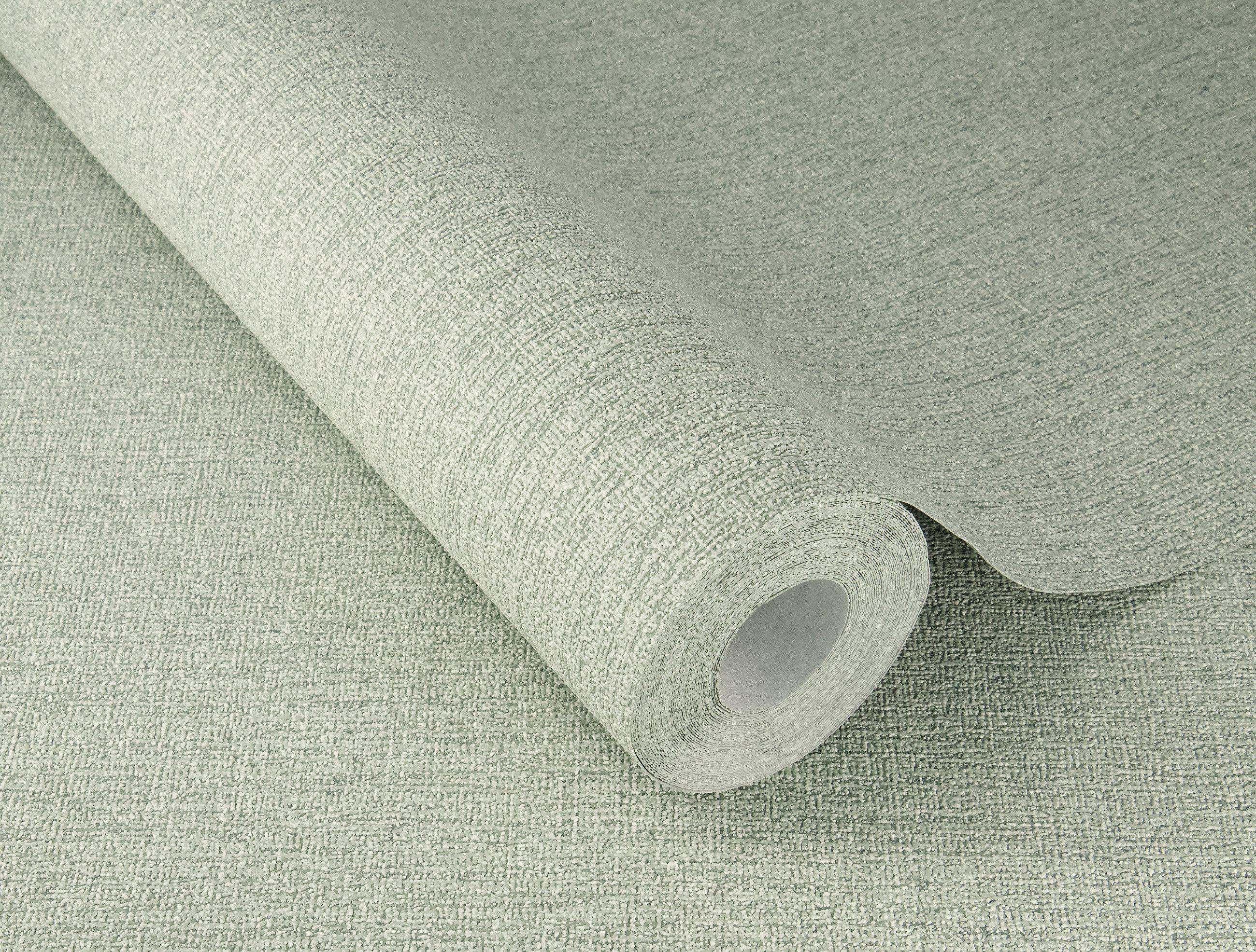 Rasch Vliestapete mit Stoffoptik in hellem Grün - my moments, strukturiert, einfarbig, uni, Leinenoptik, Strukturmuster, unifarben, Ton-in-Ton, (1 Rolle, 1 St), textile Struktur