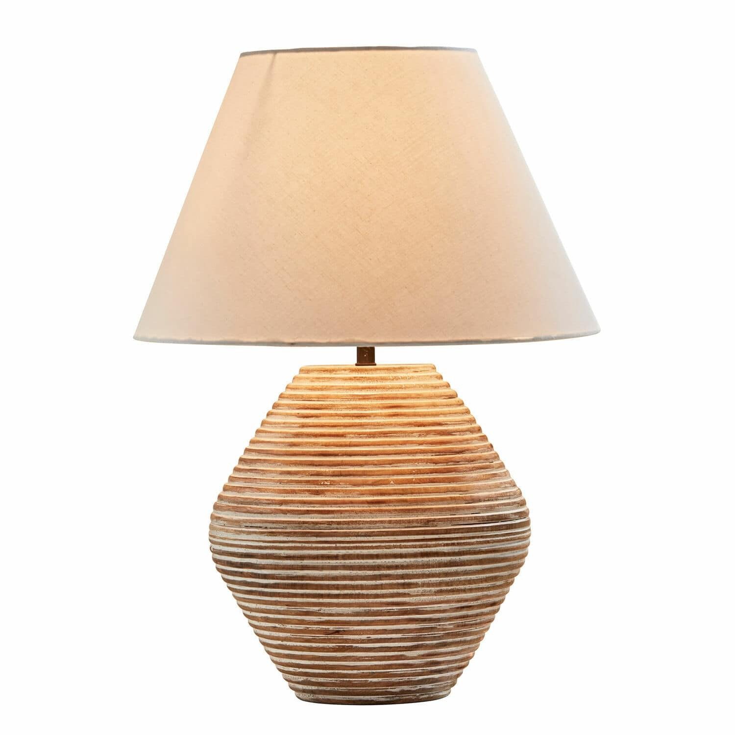 Mirabeau Tischleuchte Tischlampe Landelin weiß/braun günstig online kaufen