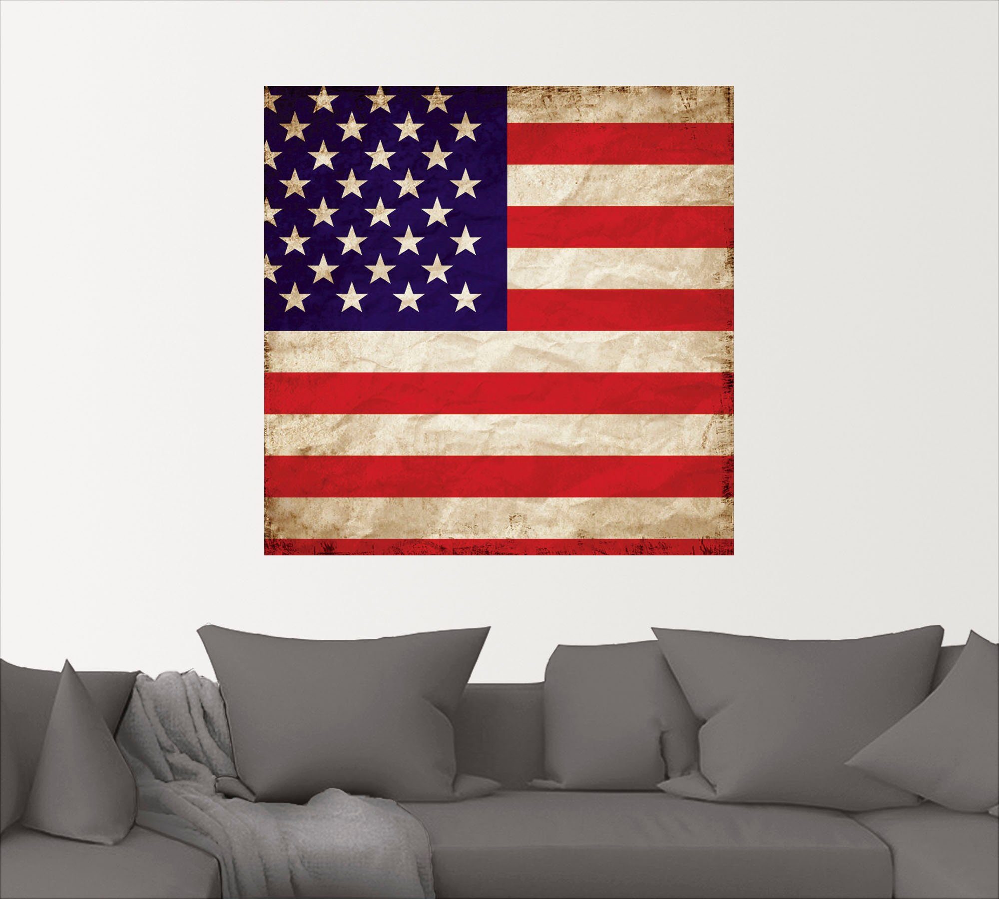 Artland Wandbild versch. Größen Alubild, Leinwandbild, Poster oder USA Flagge, als Zeichen Amerikanische in St), (1 Wandaufkleber