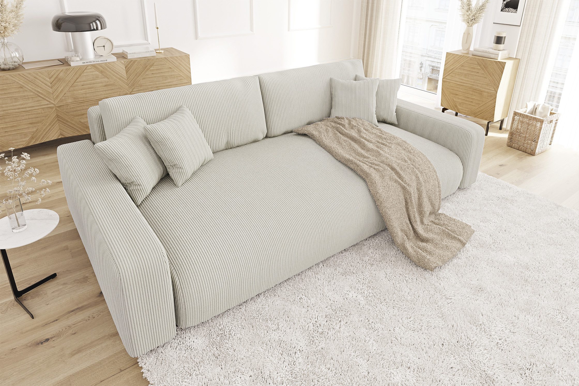 S-Style Möbel Schlafsofa Emma mit Bettkasten in Cord-Stoff günstig online kaufen