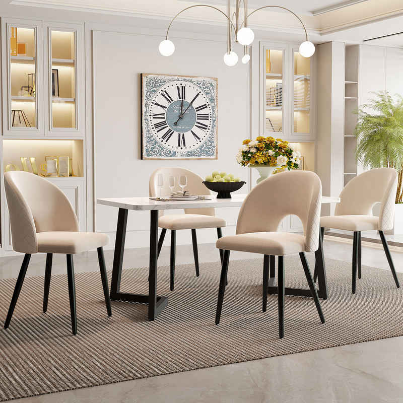 SeedWave Esszimmer-Set Sitzgarnitur für Wohnzimmer, Küche, Esstisch 117x68cm mit Stühlen Set, Ergonomisches Esstischset für 4