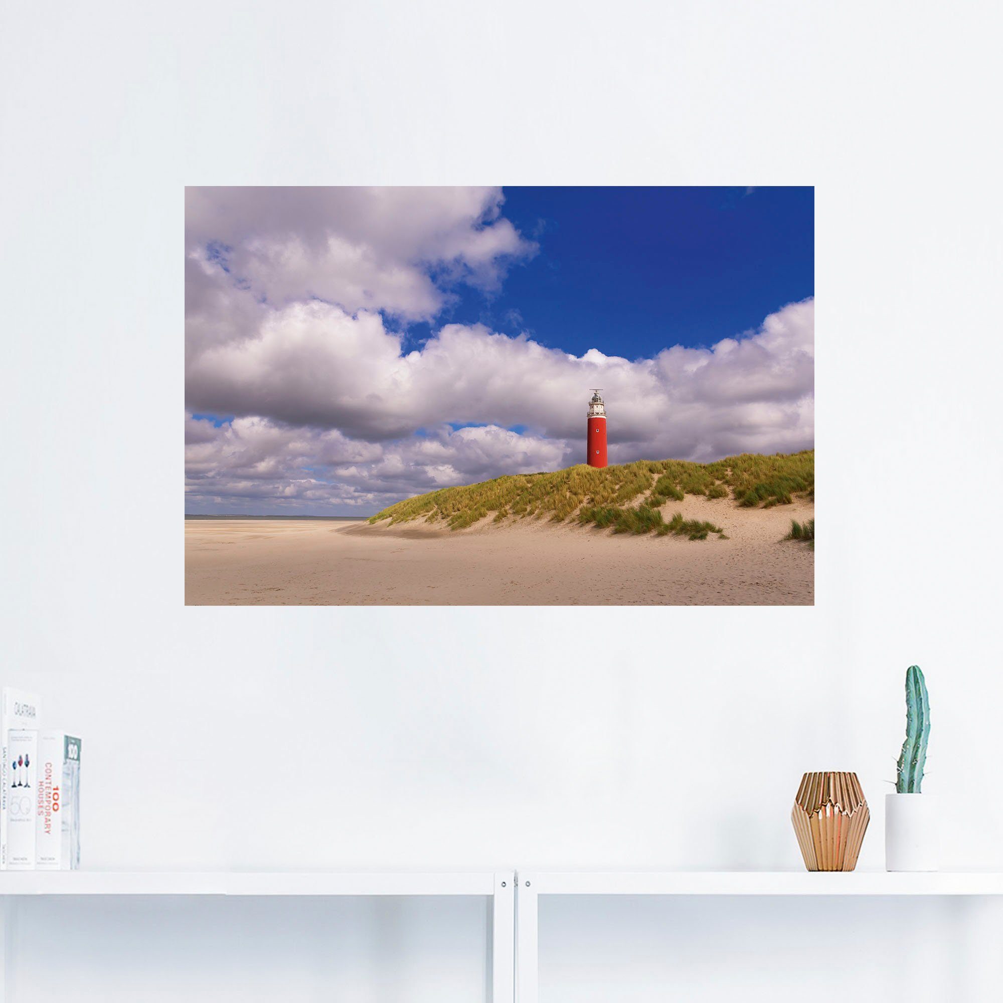 Artland Wandbild Leuchtturm, Wolkenimpression (1 Wandaufkleber Küste Poster als versch. in am oder Größen St), Leinwandbild, Alubild