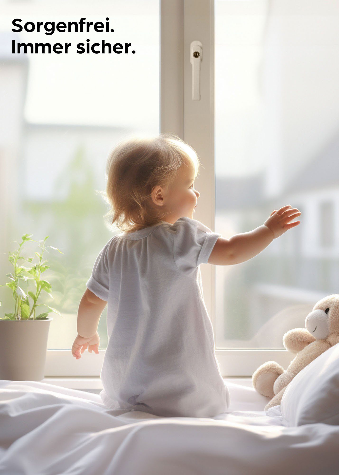 Prowiste Fensterzusatzschloss 4 Abschließbare Fenstergriffe Weiß - Kindersicher - Einfache Montage, Din Rechts und Din Links, (4er Set, 4-tlg), Einfache Montage - Auch Balkontürgriff - Mit 8 universalen Schlüsseln