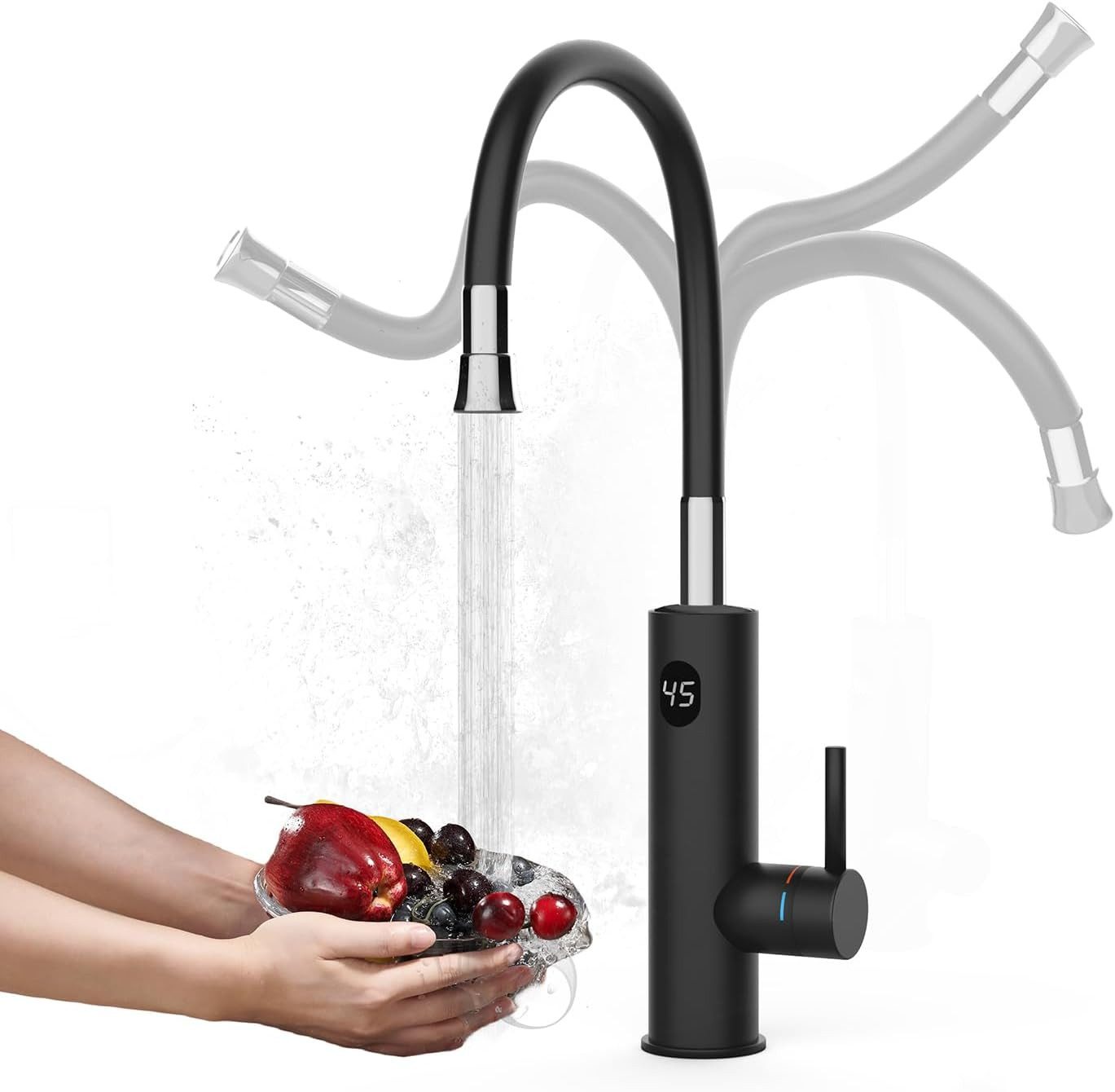 Oihpaw Küchenarmatur Elektrische Durchlauferhitzer, 360° Schwenkbar Armatur günstig online kaufen