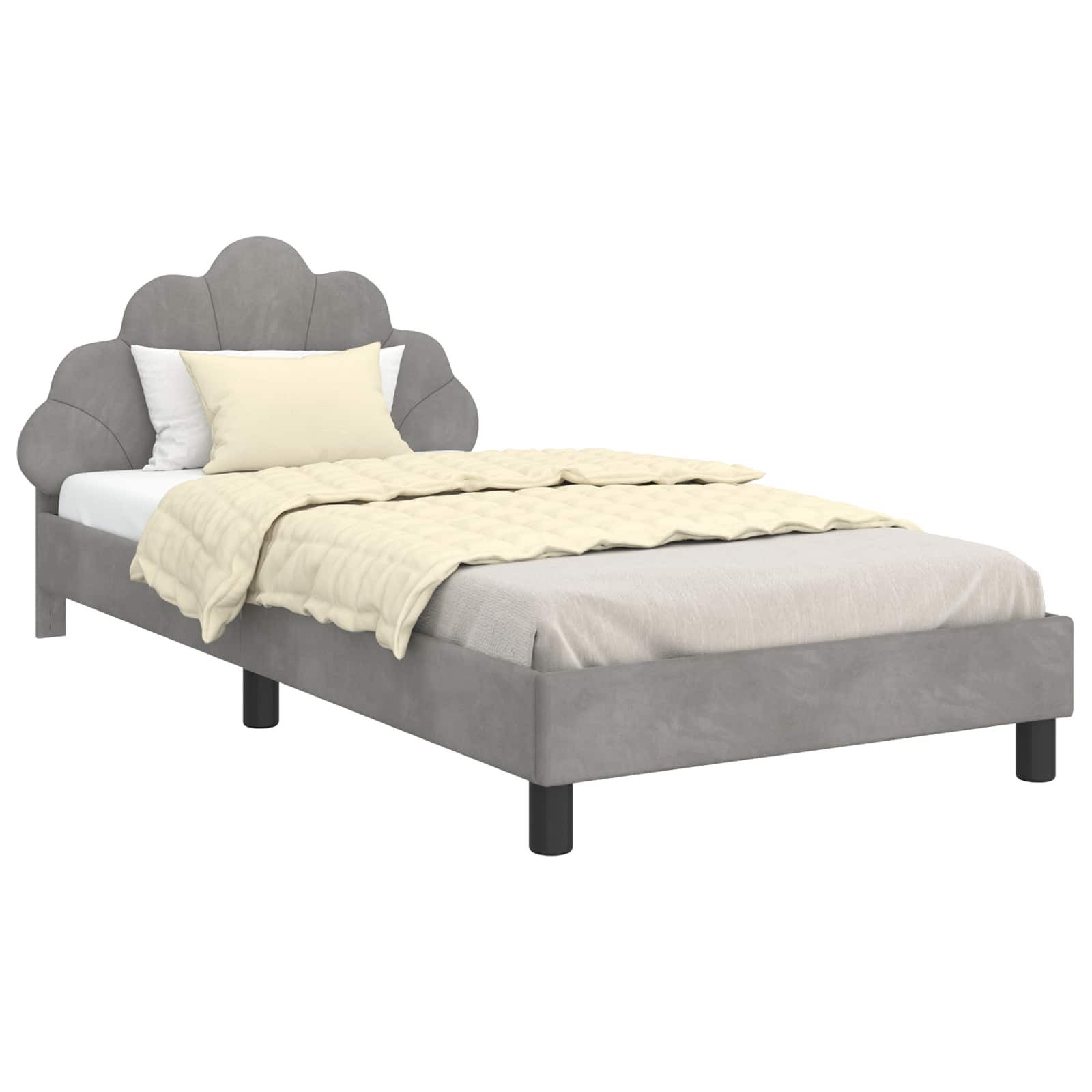 vidaXL Bett Kinderbettgestell mit Kopfteil Hellgrau 80 x 200 cm Samt (1-tlg günstig online kaufen