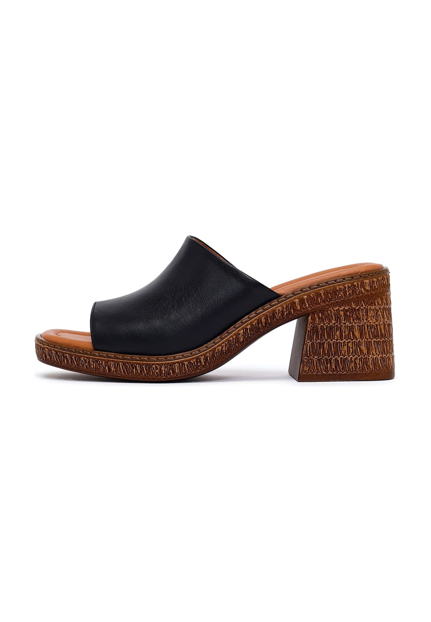 Derimod Pantoletten aus Leder mit mittlerem Absatz Mules Echtes Leder, Lederfutter, TPU-Sohle, Blockabsatz, Slip-On Design
