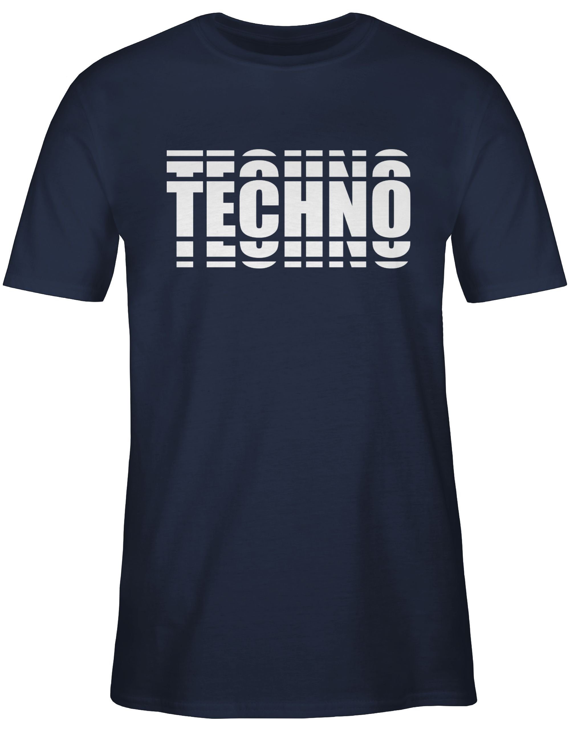 Shirtracer T-Shirt Techno Grafischem Zubehör Muster Festival 02 Blau in Navy