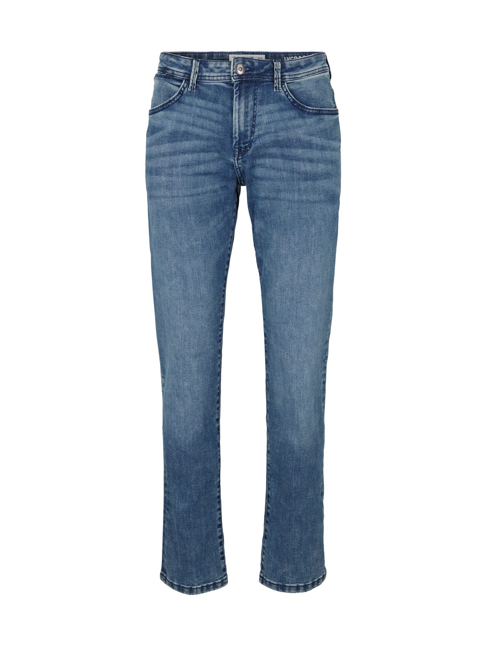TOM TAILOR Straight-Jeans LYCRA Regular mit Jeans Slim Stone Used ® Light Denim Josh Blue