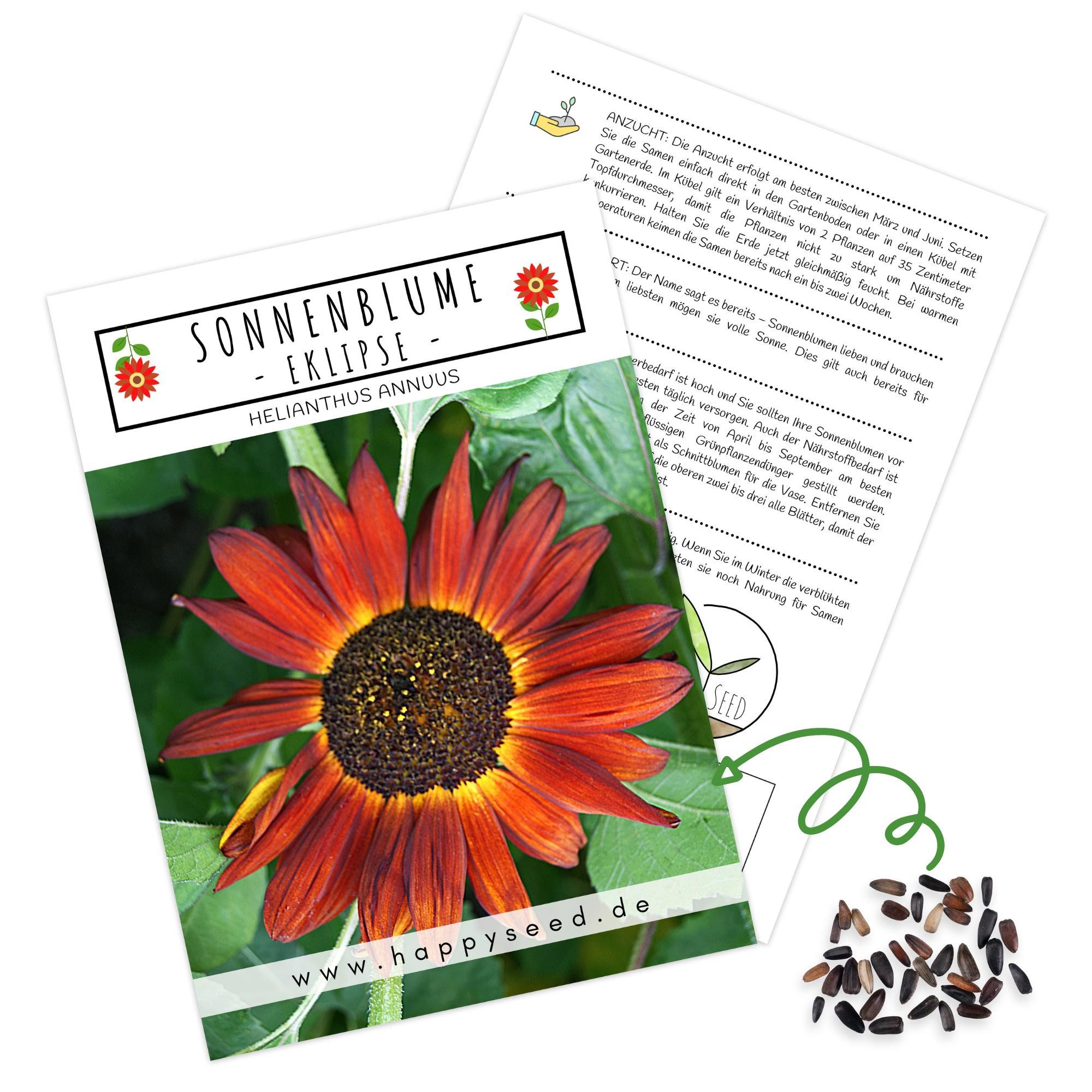 HappySeed Blumensamen Sonnenblumen Samen - Helianthus annuus (Eklipse), Sonnenblumen
