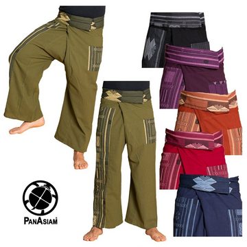 PANASIAM Wellnesshose Thai Fischerhose Webmuster bequeme Unisex Wickelhose aus Baumwolle als Yogahose Freizeithose Relaxhose loose fit