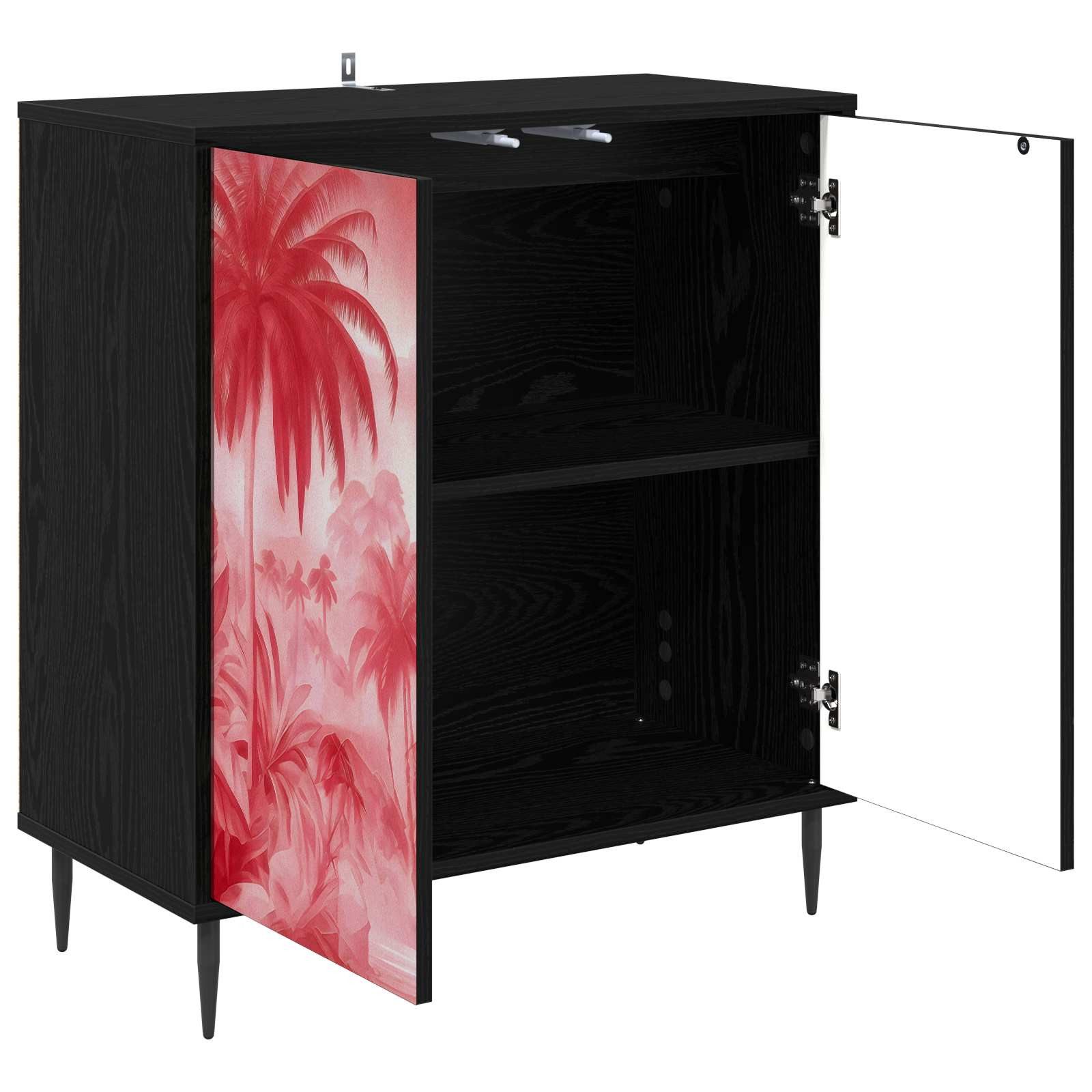 vidaXL Sideboard Sideboard AACHEN Schwarz Eichen-Optik 69 x 33 x 76 cm (1 St)