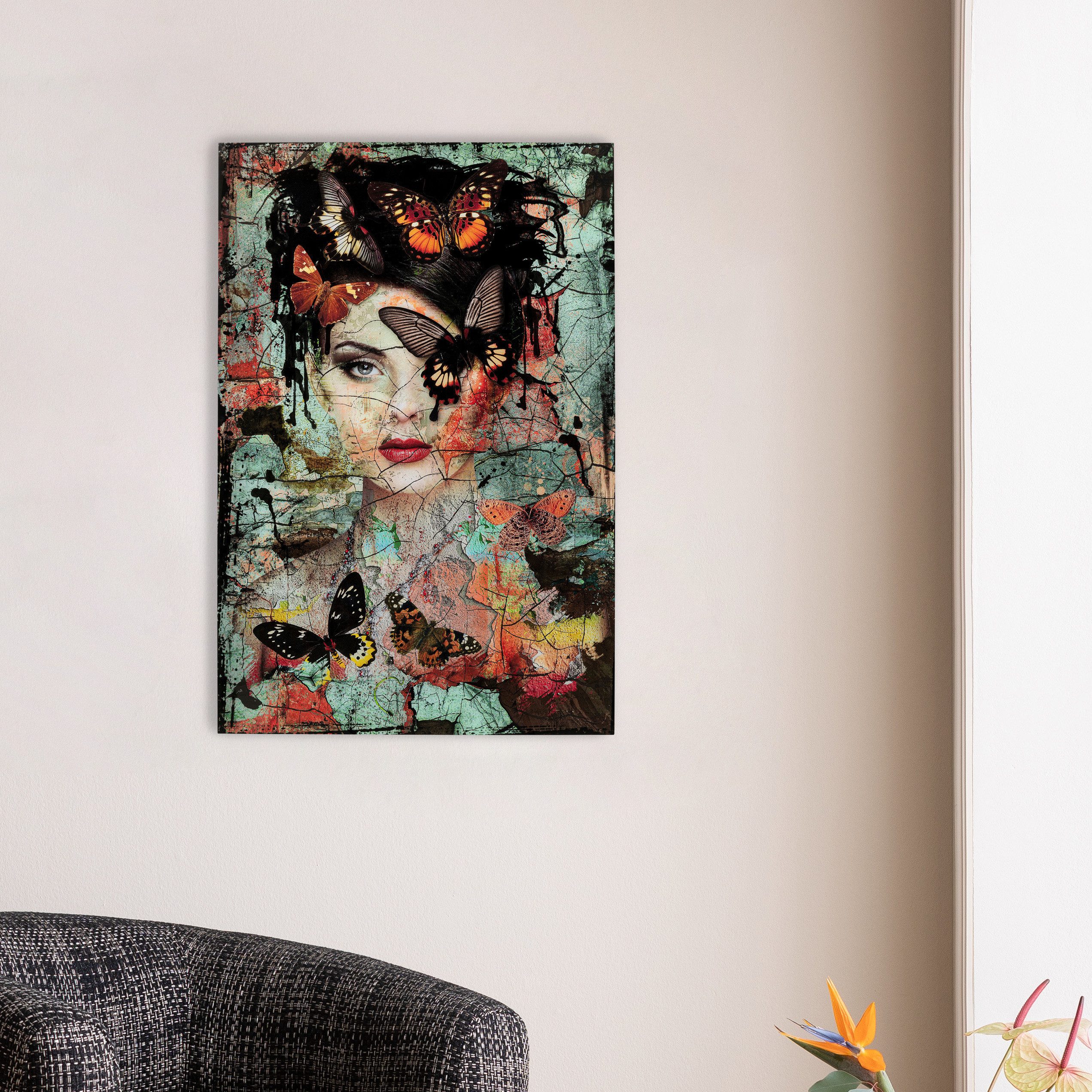 Kare Design Glasbild Lady Butterfly 75x55cm