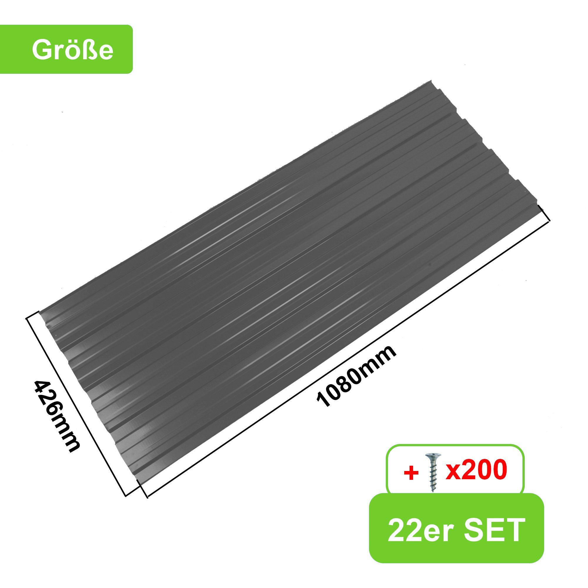Thanaddo Trapezblech 22er Set Profilblech Trapezblech mit Schraube 10.12m²
