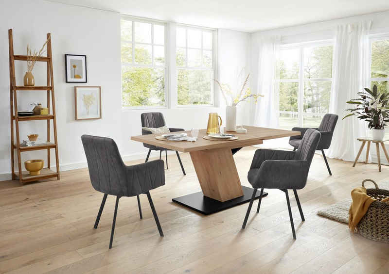 HELA Essgruppe GESA, (5-tlg., 1 Tisch / 4 Stühle), Tischplatte ausziehbar, Stuhl 360 Grad drehbar