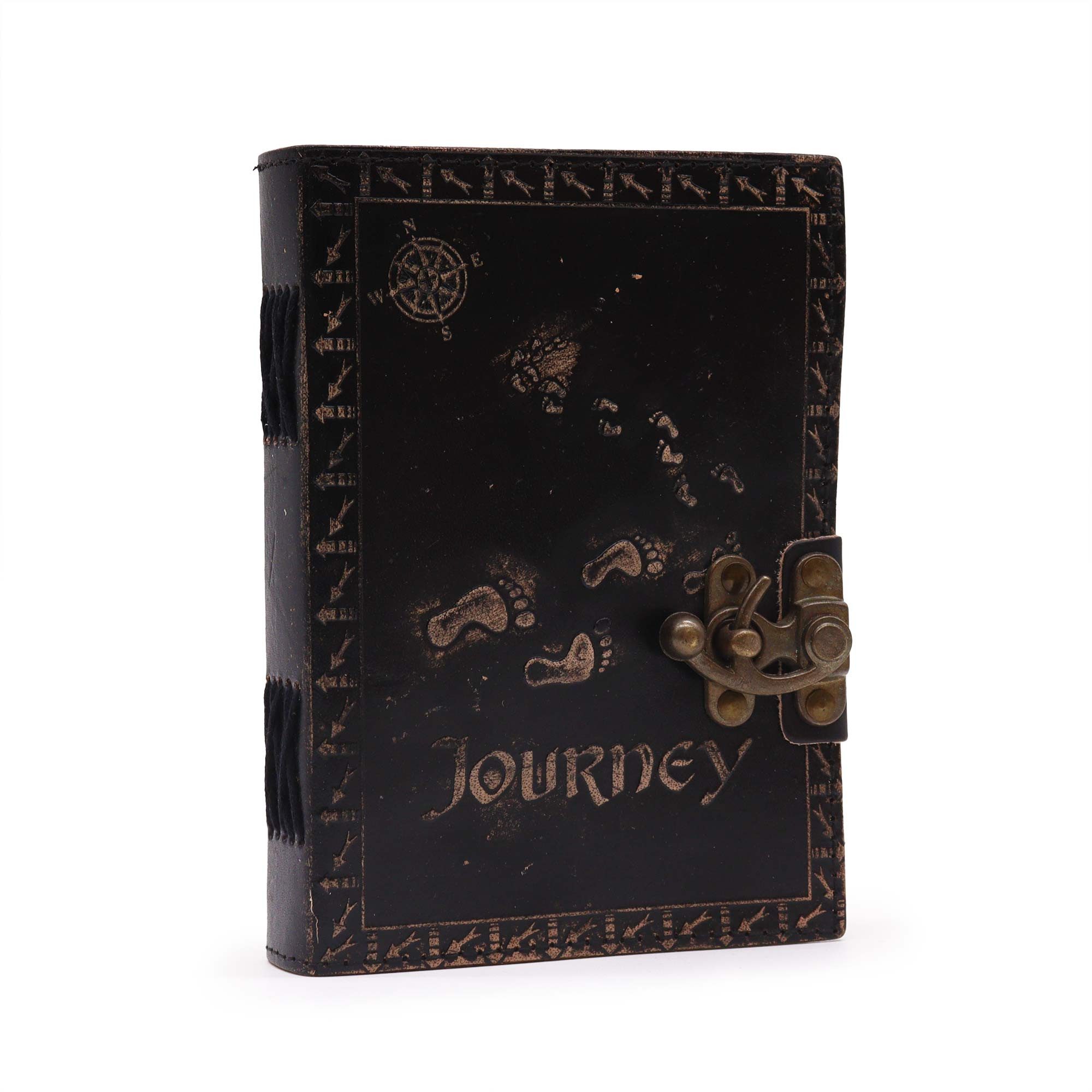 Dekofigur Ledertagebuch - Normales Papier - Tagebuch (18 x 13 cm) - Dunkelbraun
