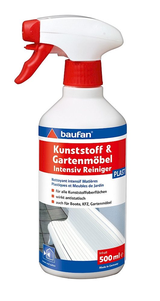 baufan® PLAST Kunststoff- und Gartenmöbelreiniger 500ml Intensivreiniger Kunststoffreiniger (vielseitig einsetzbar in Haus, Garten, Auto und Boot)