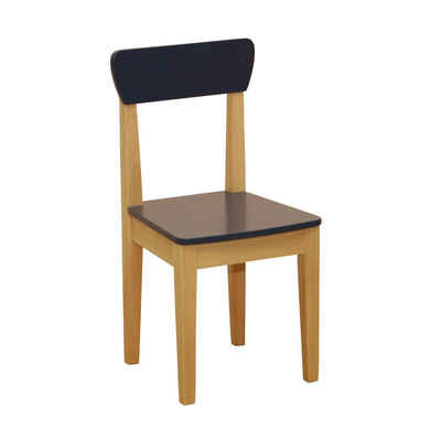 roba® Stuhl Kinderstuhl, mit Lehne für Kinder, Holz natur & blau lackiert