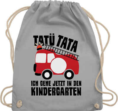 Shirtracer Turnbeutel Tatü Tata Ich gehe jetzt in den Kindergarten - Feuerwehrauto, Hallo Kindergarten