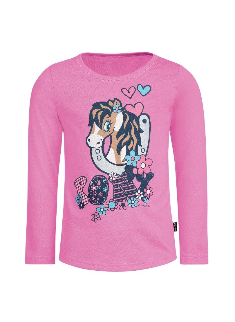 Trigema Longsleeve TRIGEMA Langarmshirt mit süßem Pony-Print (1-tlg)