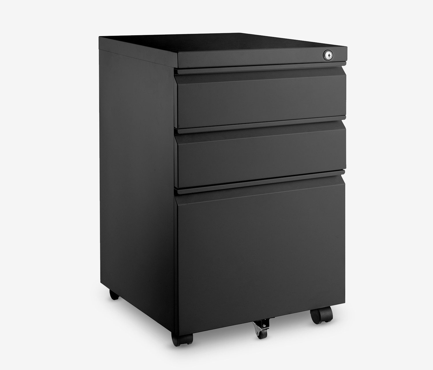 Ergolutions Rollcontainer Metall, 5 Jahre Garantie / mit Schloss / 3 große Fächer / Gleitlagerschienen