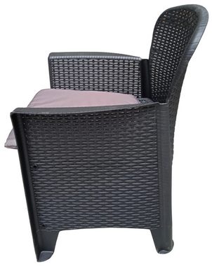 Progarden Sitzgruppe Schwarz, (3-tlg), Gartentisch, Rattan-Optik, Gartensessel, 3-teilig, Kunststoff