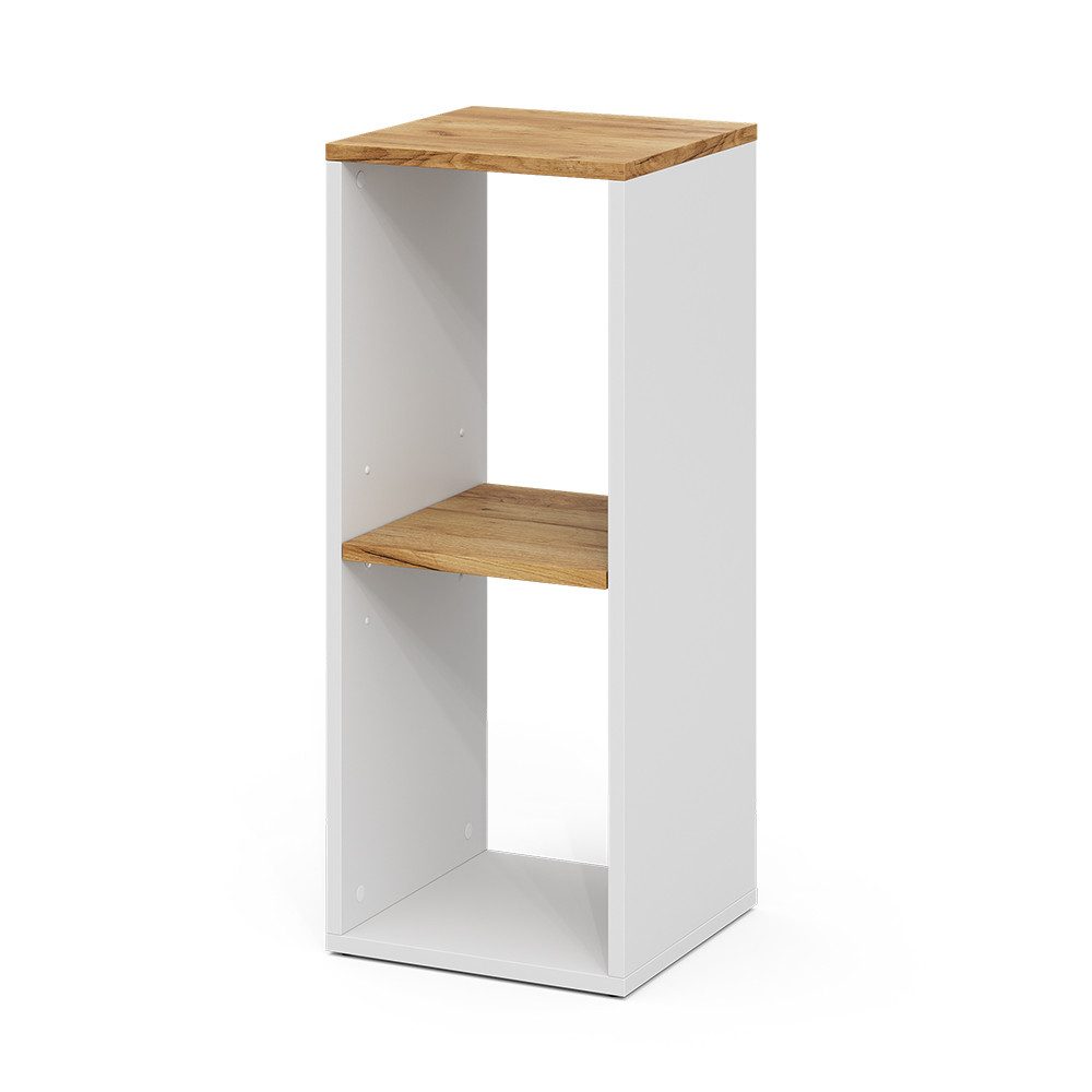 Vicco Bücherregal Tomy, Weiß/Goldkraft Eiche, 30 x 74 cm mit 2 offenen Fächern, 1-tlg.