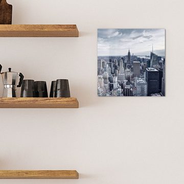 DEQORI Magnettafel 'Blaue Skyline New York', Whiteboard Pinnwand beschreibbar