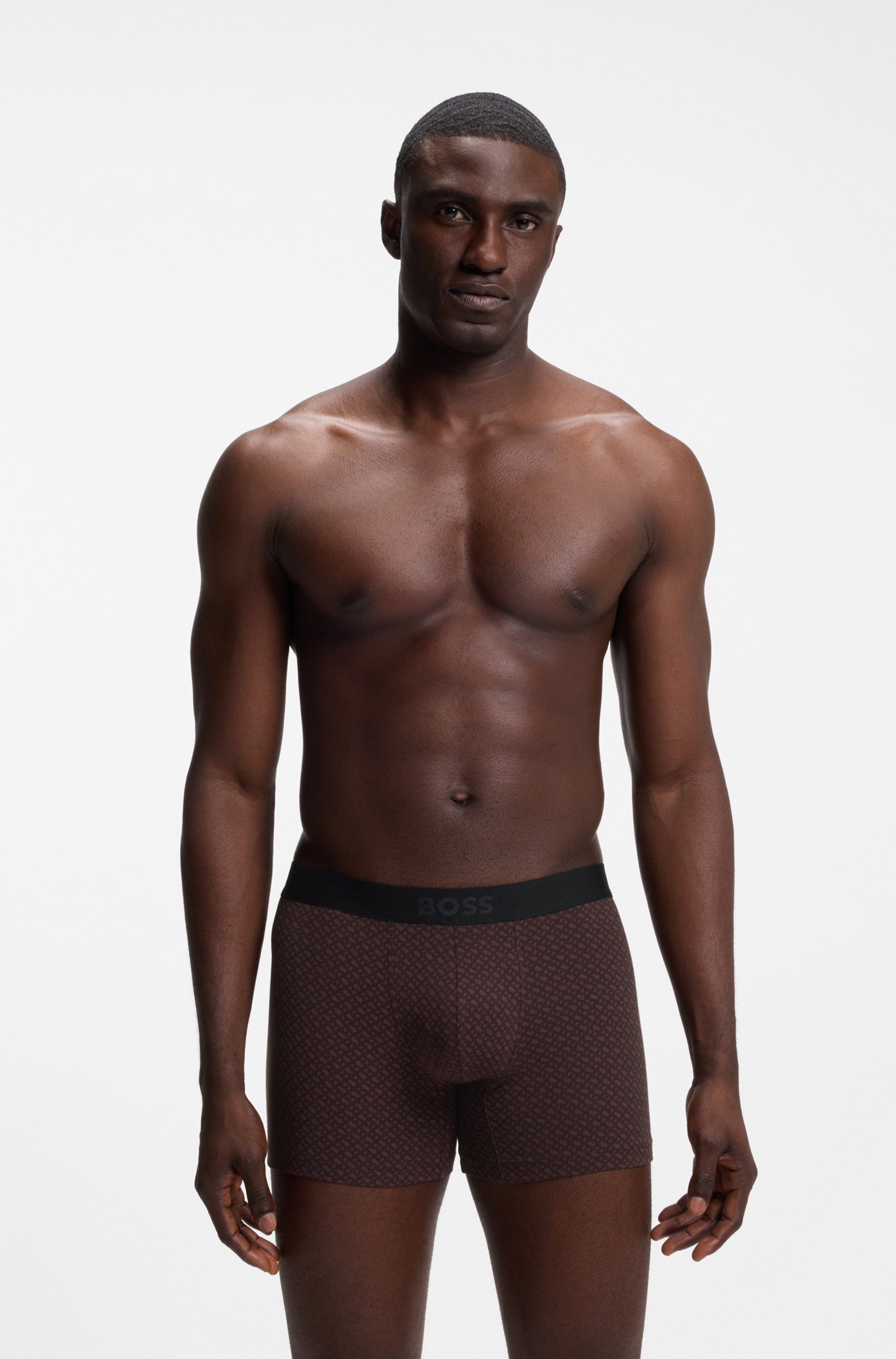BOSS Boxershorts Boxer Brief 3P BOSS ONE (3-St) elastischer Bund mit Logo, 1x gemustert, 2x uni