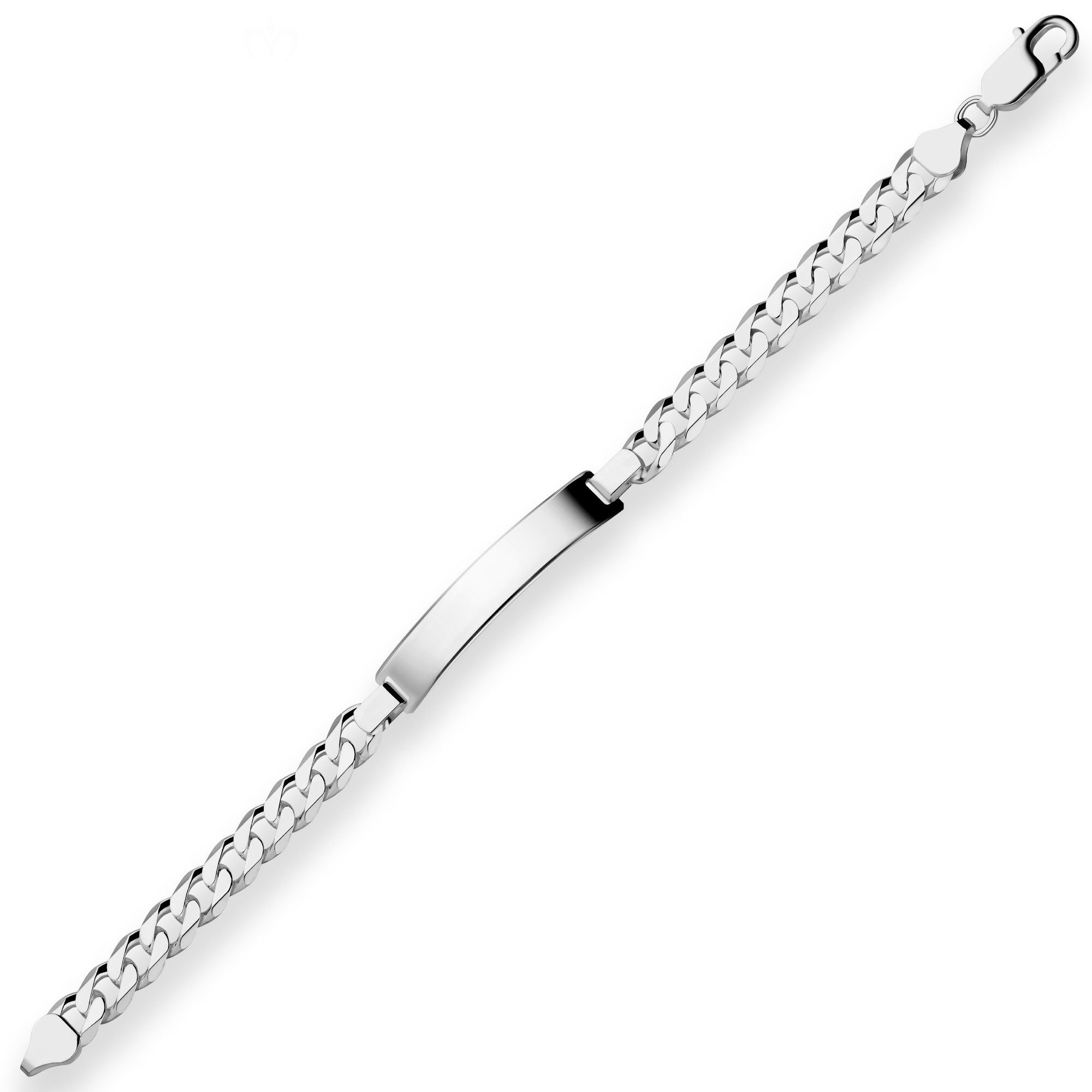 Schmuck Krone Panzerarmband 7,5mm Id-Armband Panzerkette Schildband 925 Silber rhodiniert, Silber 925