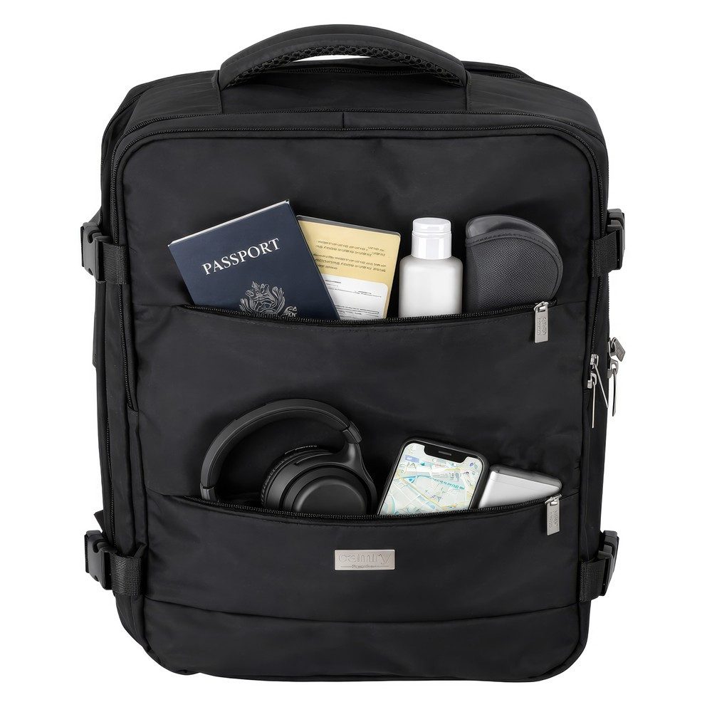 Camry Reiserucksack CR 6880b Handgepäck 24 L, Rucksack mit Laptopfach bis 17 Zoll, Schuhfach, Nassfach, RFID-Fach, Business, Sport, Reise, schwarz