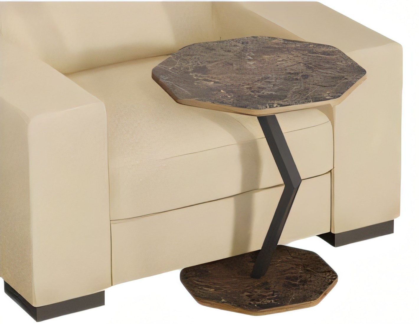 Xlmoebel Beistelltisch Eleganter Holz Beistelltisch in Braun mit achteckiger Form, Made in Europa