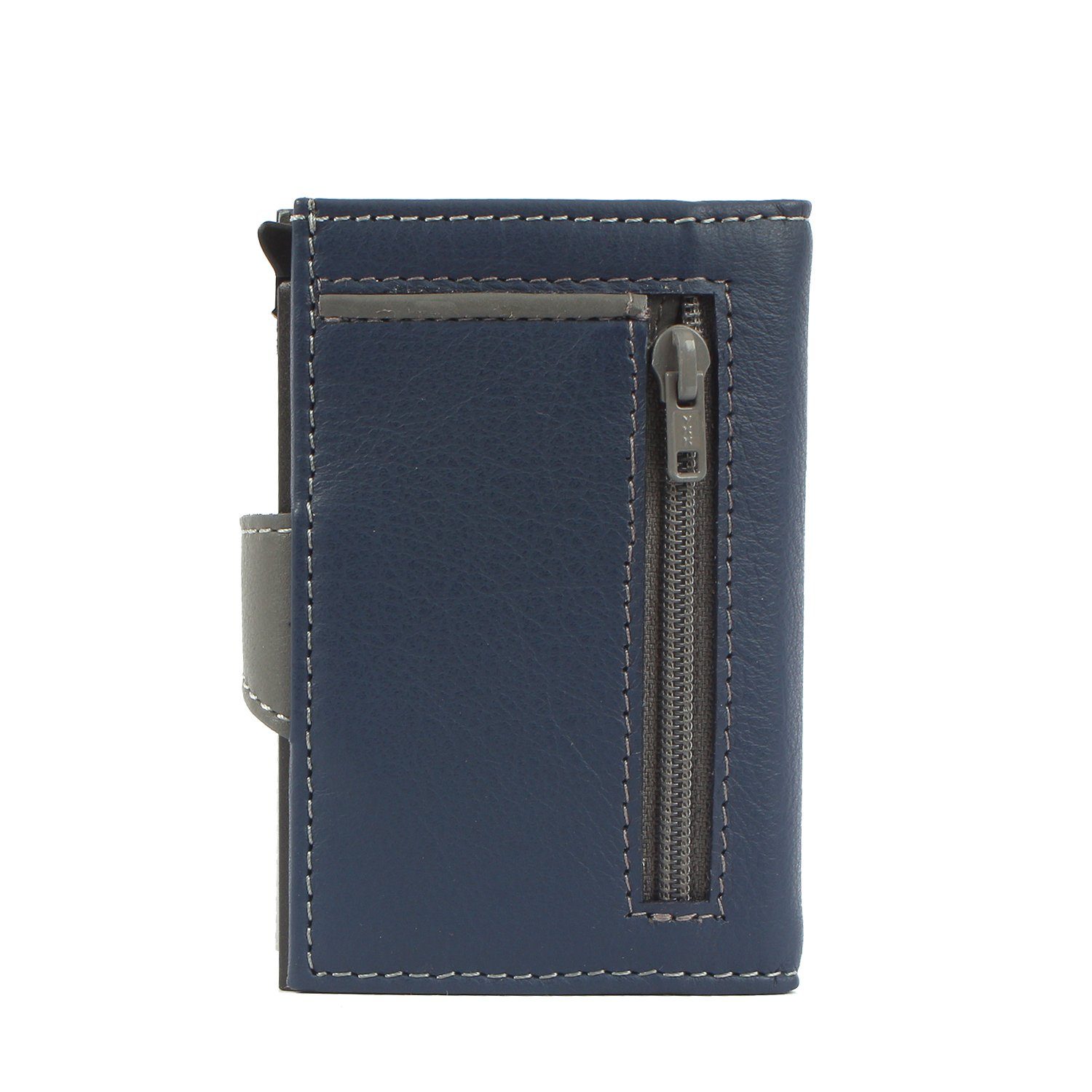 Leder Kreditkartenbörse Margelisch Upcycling single Geldbörse noonyu darkblue Mini aus leather,