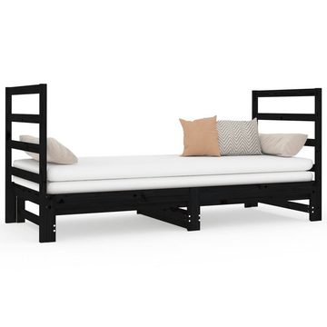 vidaXL Bett Tagesbett Ausziehbar Schwarz 2x(90x190) cm Massivholz Kiefer