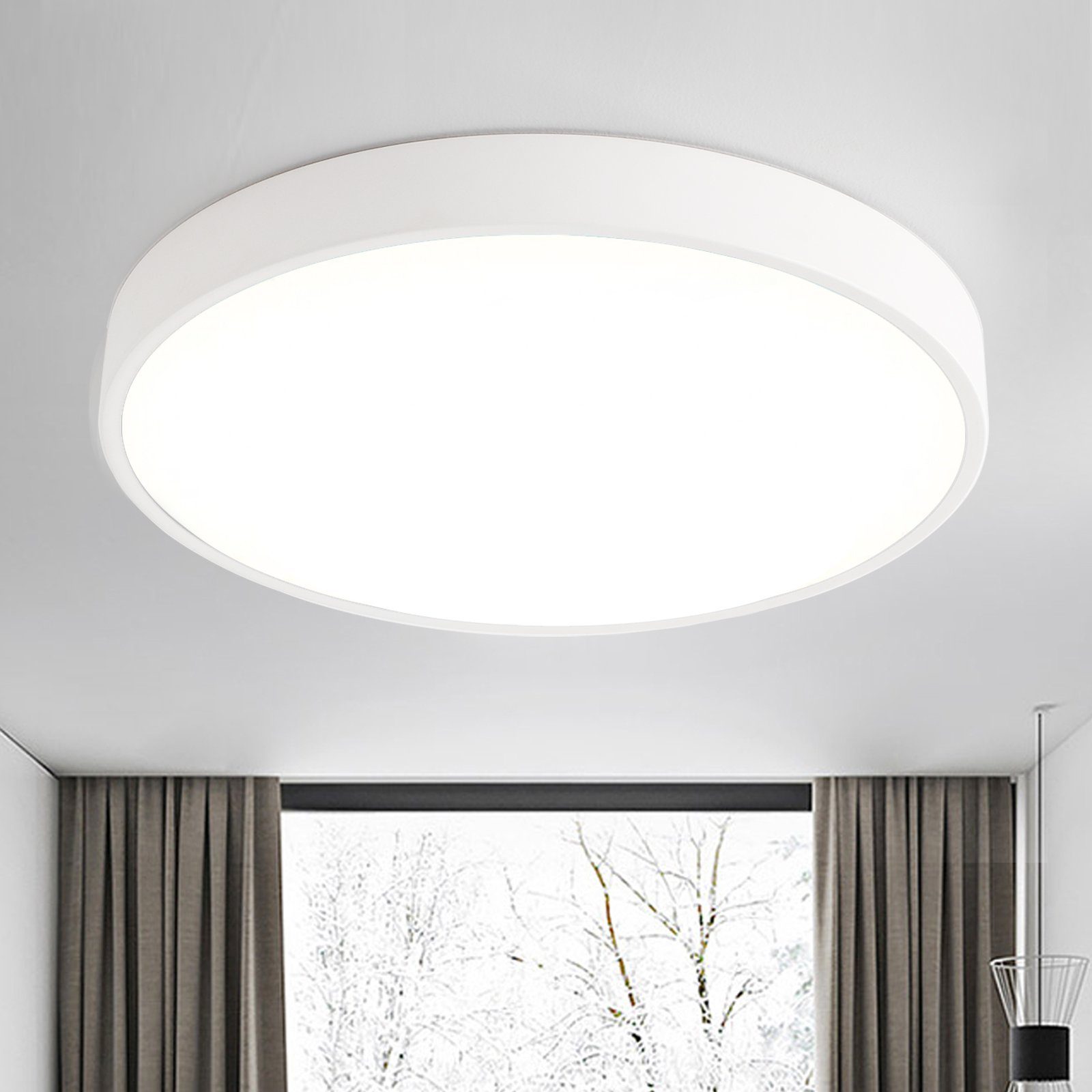 style home LED Schlafzimmer Wohnzimmer integriert, Weiß, Runde Deckenleuchte 3000K, für Ø30*4cm, Deckenlampe fest Leuchte, Küche 24W, Warmweiß