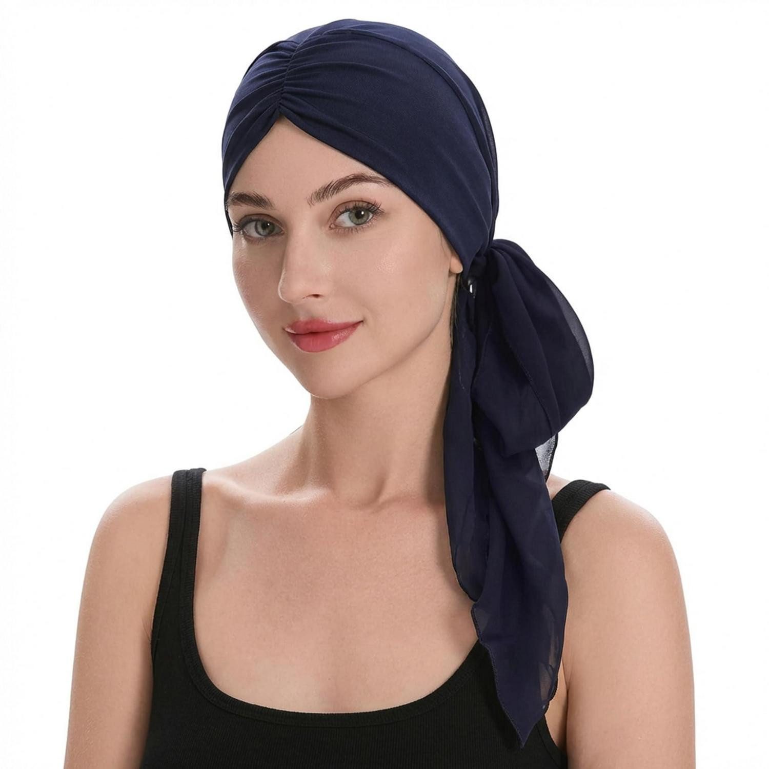 LuxusKollektion Turbanmütze Kopftuch Turban Damen Sommer bedruckt Kopfbedeckung Solid Navy