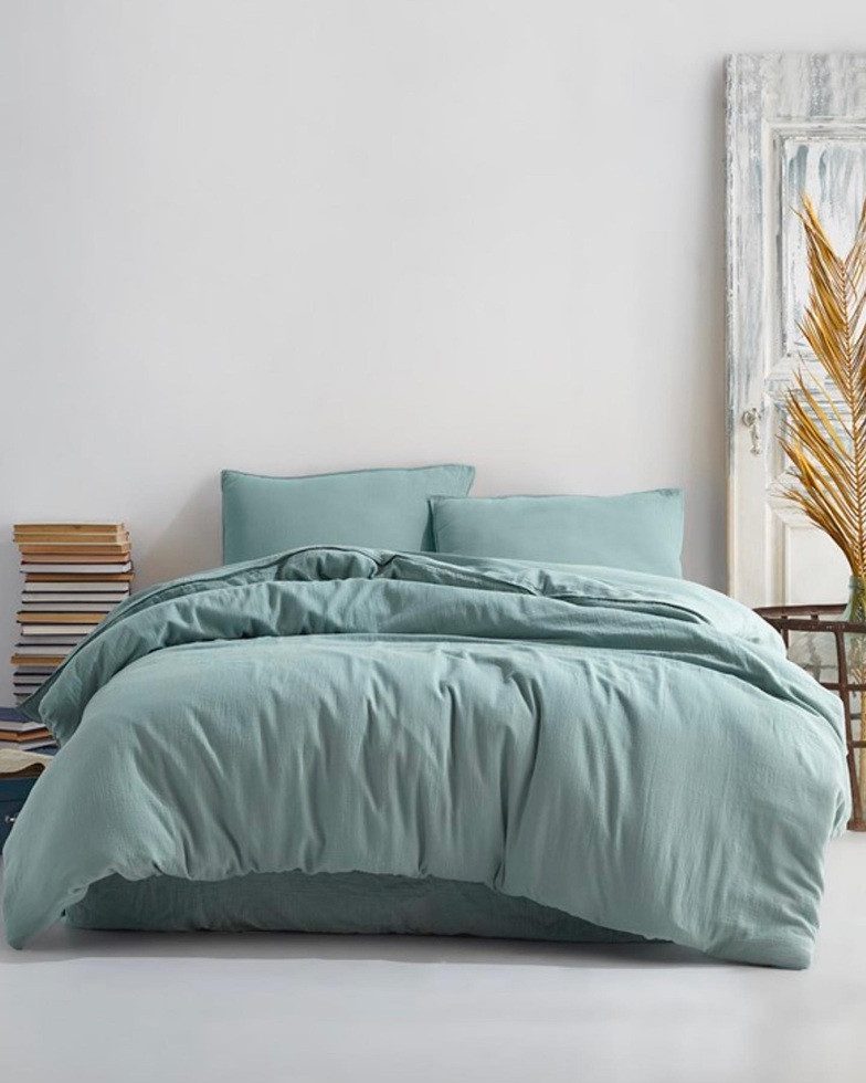 Sandiik Bettwäsche Musselin Bettwäsche in Eukalyptusgrün 135x200cm mit Reiß günstig online kaufen