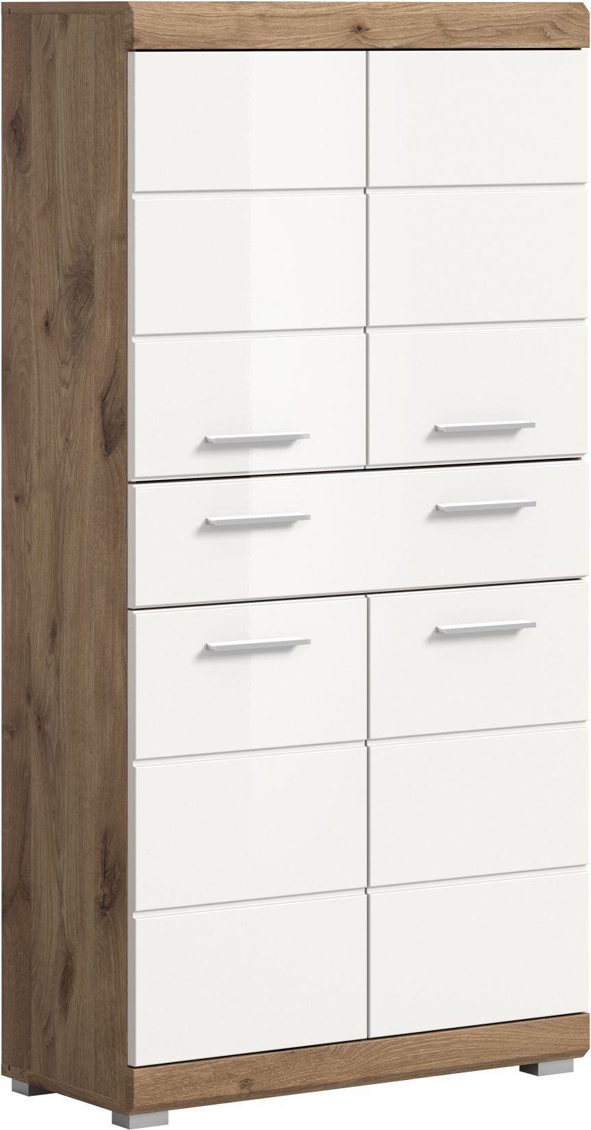 xonox.home Hochschrank Nox Oak Nachbildung Weiß Hochglanz Melamin 74x141x31 cm