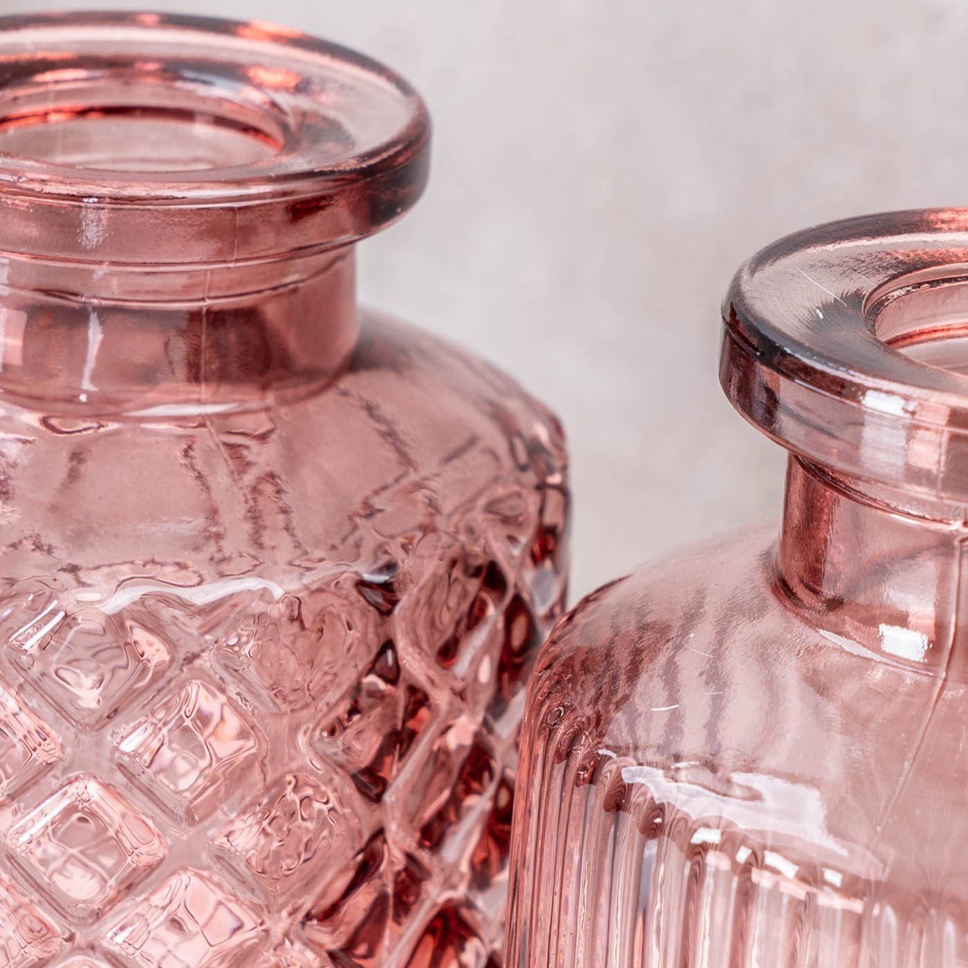 Levandeo® Dekovase, 4er Set H14cm Frühling Blumenvase Glas Vase Rosa Tischdeko