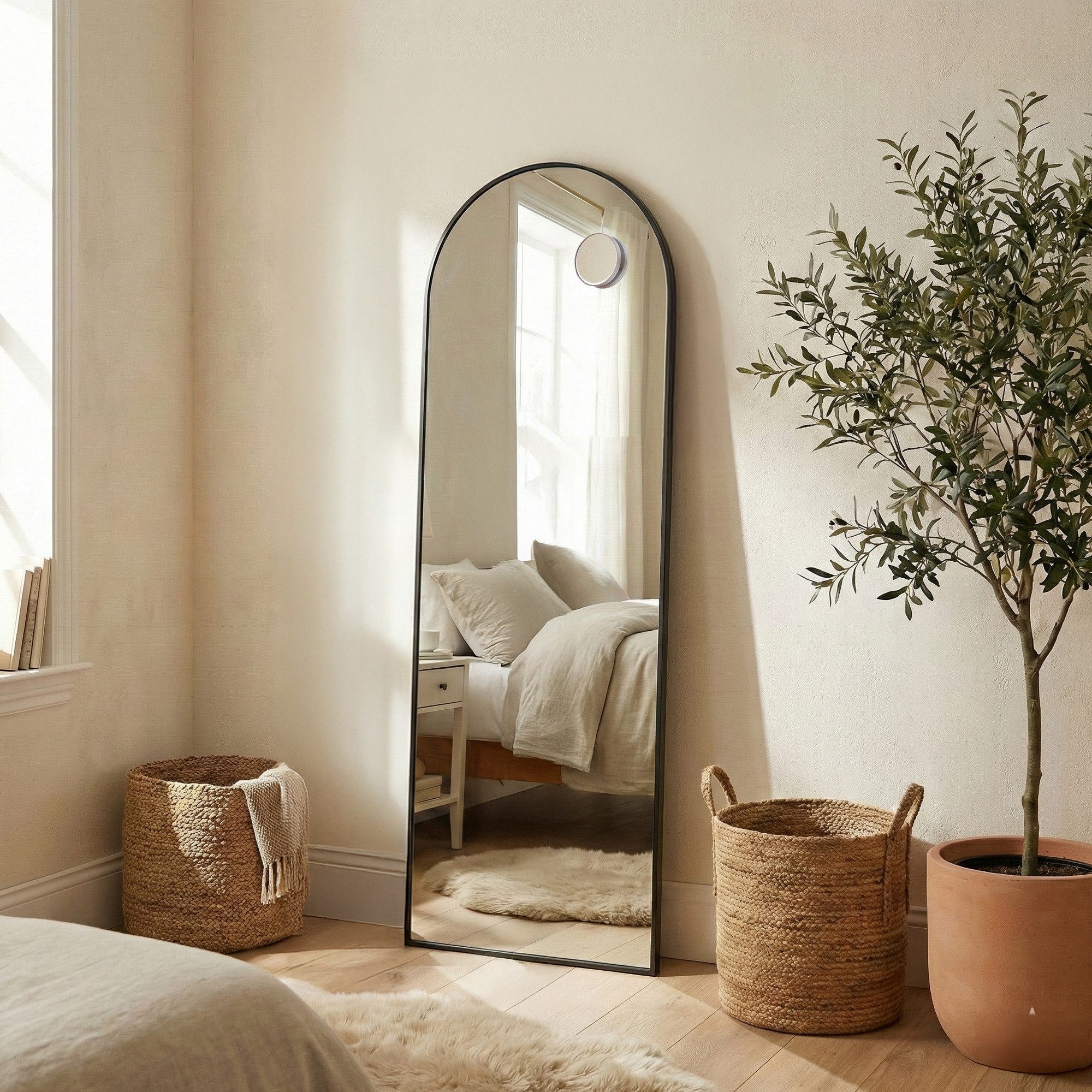 SONGMICS Standspiegel Wandspiegel, Ganzkörperspiegel, stehend oder wandmontiert, 165x60 / 160x50 / 140x40 cm, Rahmen aus Aluminiumlegierung, Hartglas