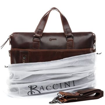 BACCINI Laptoptasche Leder Businesstasche Unisex LEANDRO, Laptoptasche 15,4 Zoll, Aktentasche Echtleder Damen Herren braun