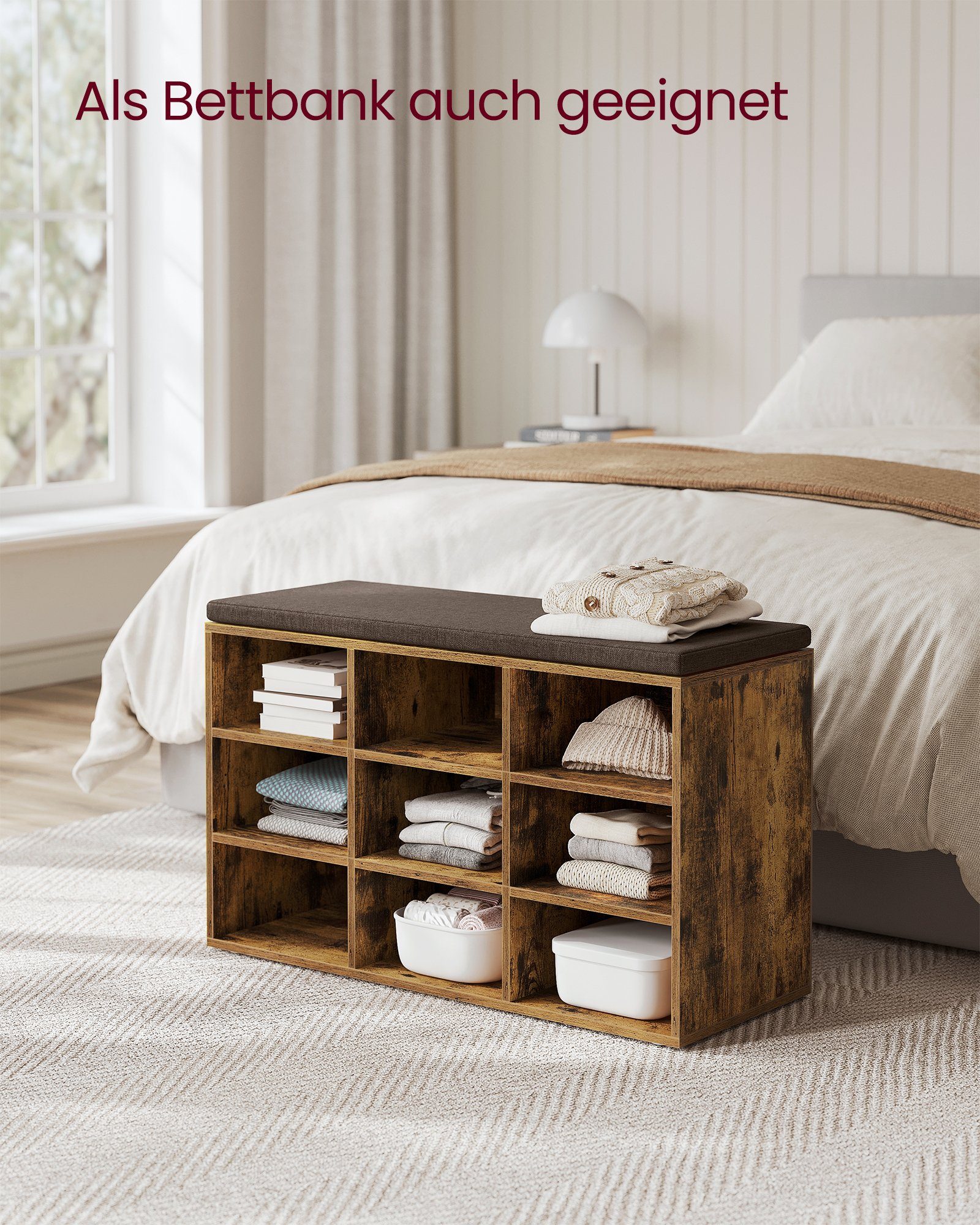 VASAGLE Schuhbank, Schuhregal, mit 9 Fächern, 78,5 x 30,3 x 48 cm günstig online kaufen