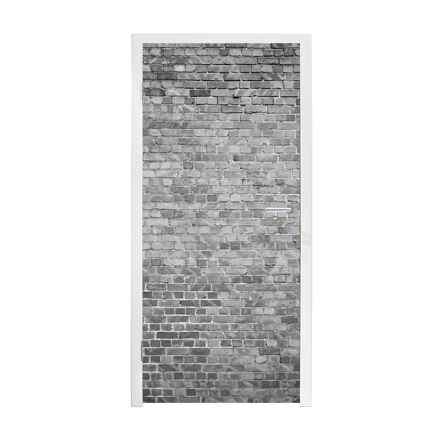 MuchoWow Türtapete Stein - Wand - Schwarz - Weiß, Matt, bedruckt, (1 St), Fototapete für Tür, Türaufkleber, 75x205 cm