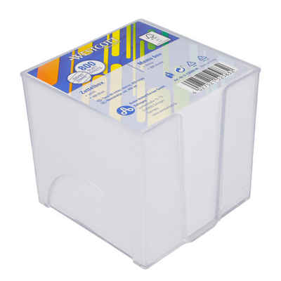WESTCOTT Notizzettel Notizblock weiß 800 Blatt in Zettelbox, 9 x 9 cm Blätter, Transparente Box aus Kunststoff, FSC-zertifiziertes Papier 80g/m²