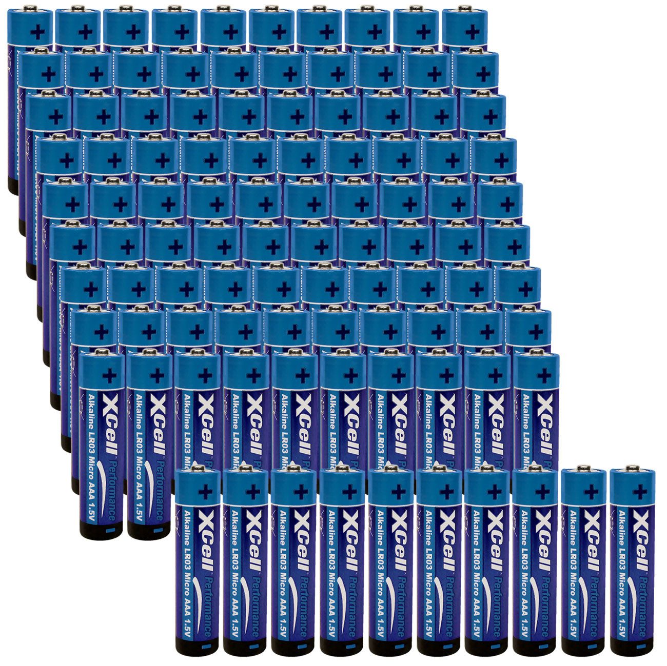 XCell AAA Micro-Batterien (LR03): 1,5V Alkaline für langanhaltende Energie Batterie, (100 St), Optimal für Geräte mit gleichbleibendem Energieverbrauch