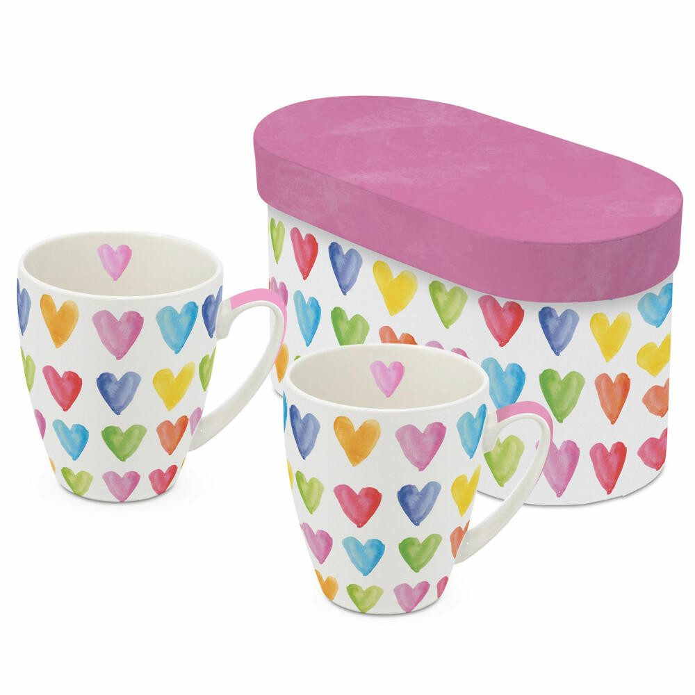 PPD Tasse Aquarell Hearts Mug, 2er Set, 350 ml, Keramik