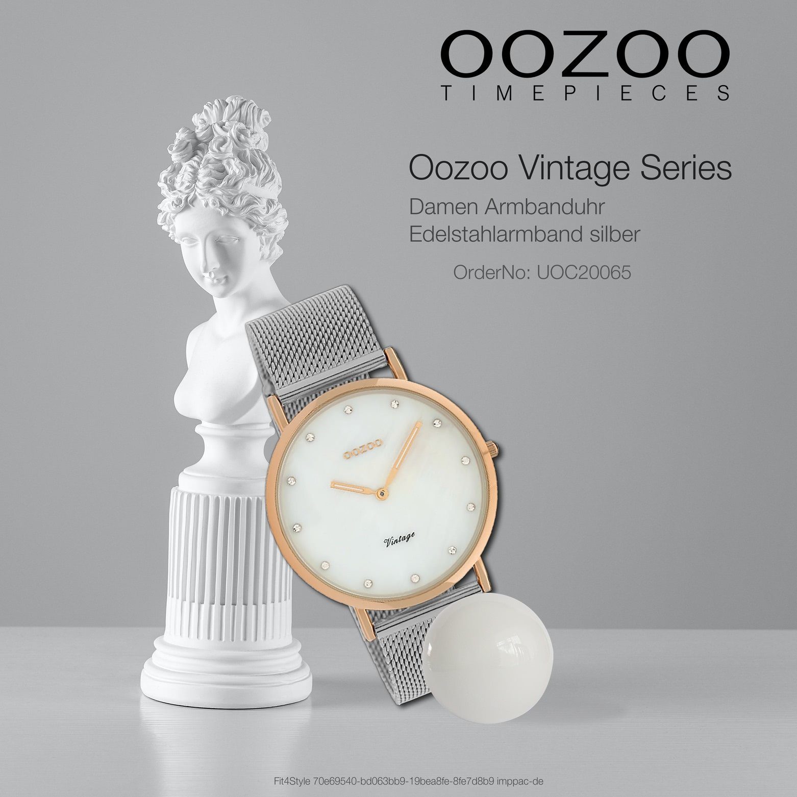 groß OOZOO Armbanduhr rund, Elegant-Style 40mm) Edelstahlarmband, Quarzuhr silber, (ca. Oozoo Damenuhr Damen