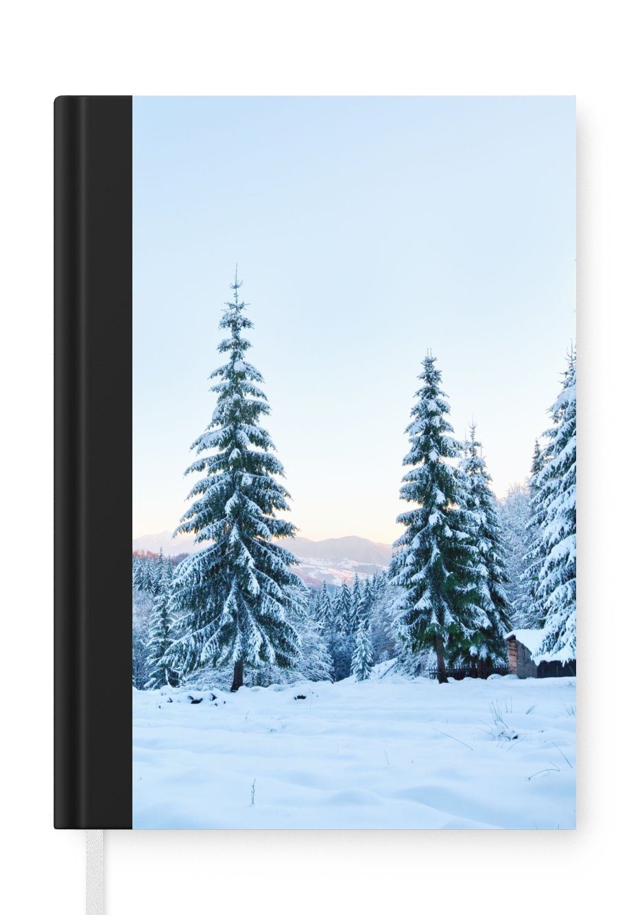 MuchoWow Notizbuch Winter - Schnee - Bäume, Journal, Merkzettel, Tagebuch, Notizheft, A5, 98 Seiten, Haushaltsbuch